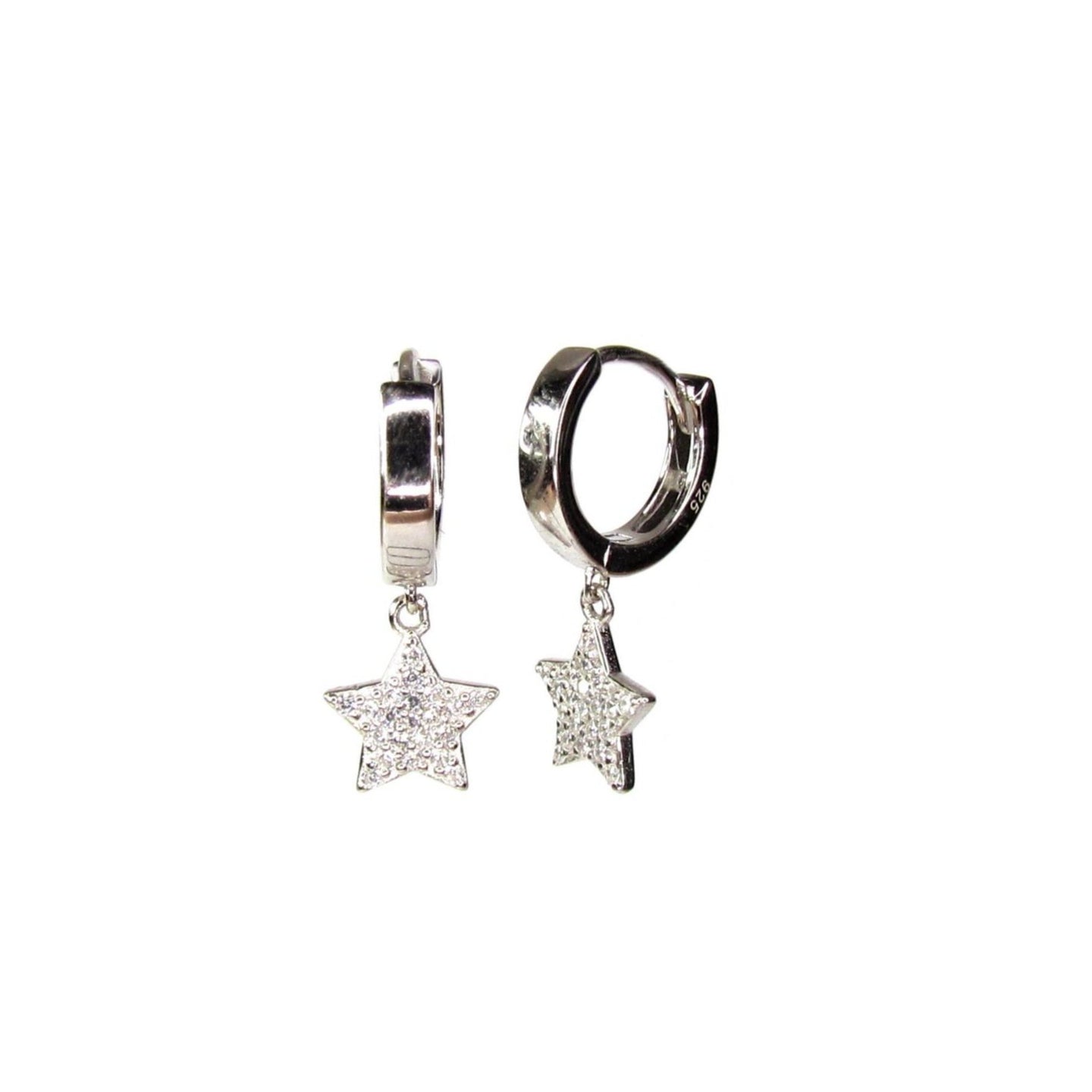 CZ Star Huggie Hoop Earrings | Celestial Charm Hoops